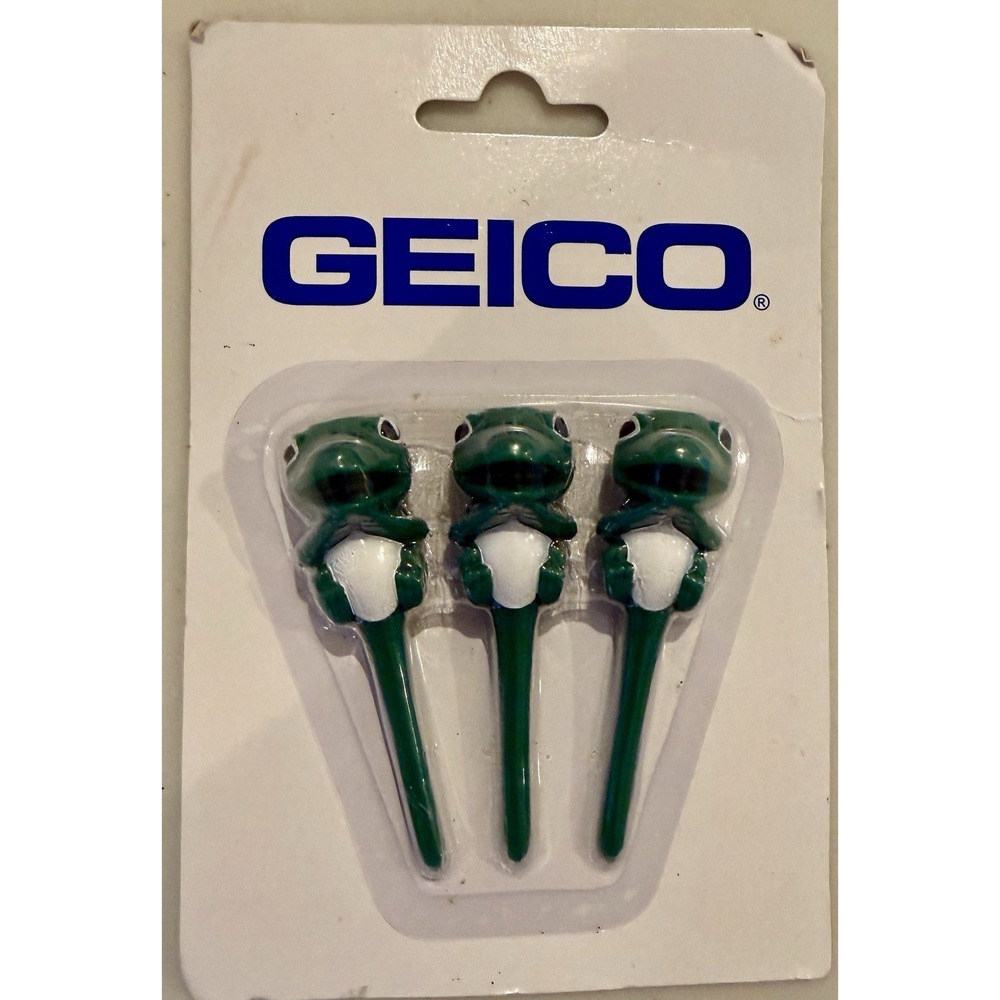 Geico Gecko Trio Golf Tees New in Pack Made in China‎